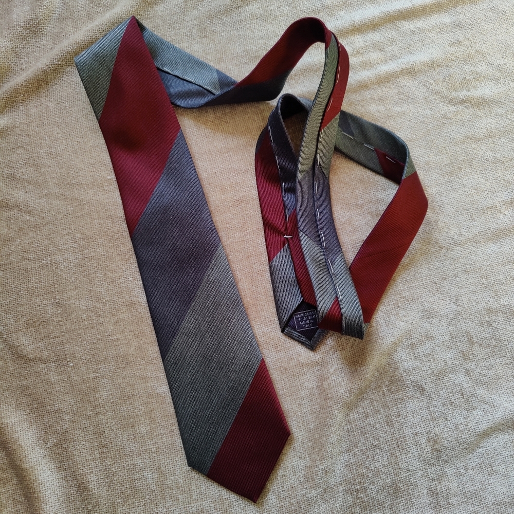 Hand Sewn Repp Color Block Silk Tie By Robert Jensen